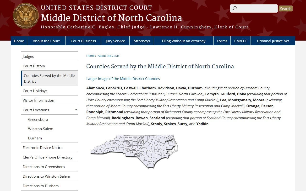 Hoke County Clerk of Superior Court records and Middle District counties served