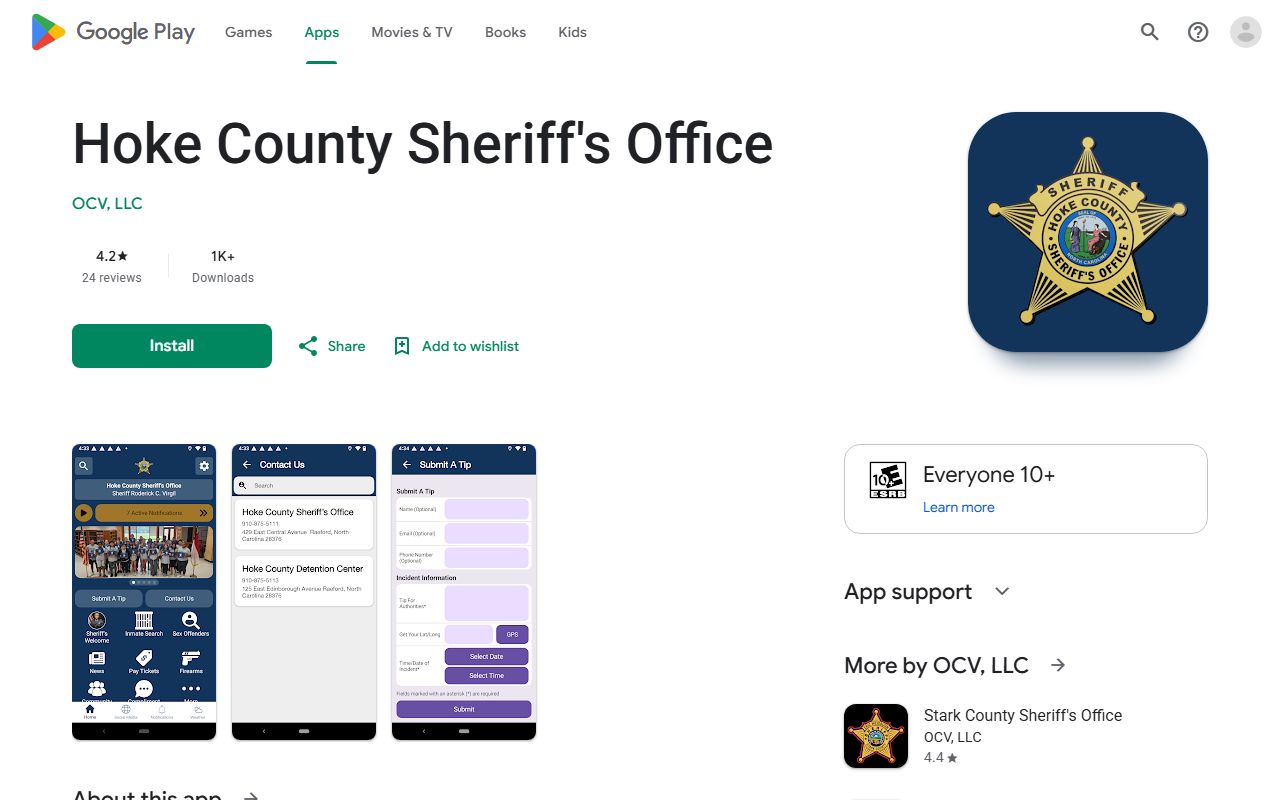 Hoke County arrest records Sheriff's Office Android app