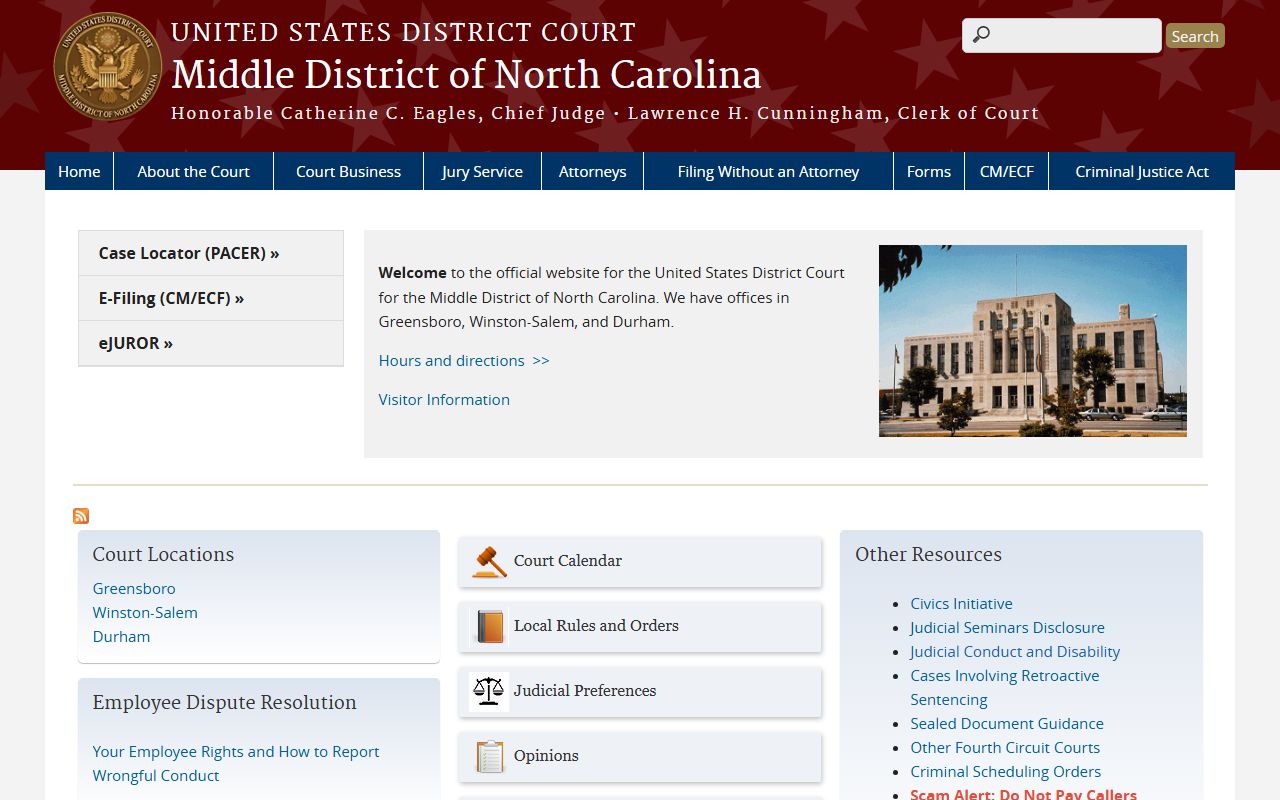 Hoke County court dockets Middle District federal court