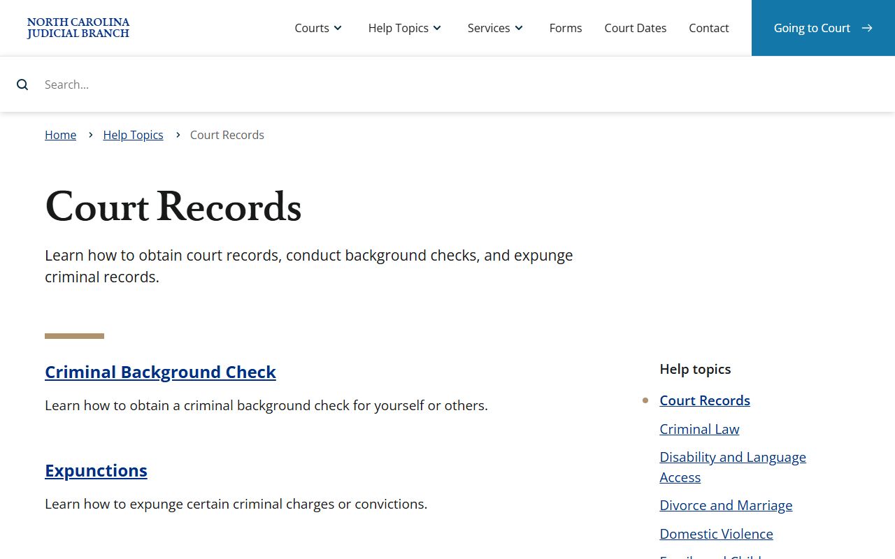 Hoke County court records help topic from North Carolina Judicial Branch