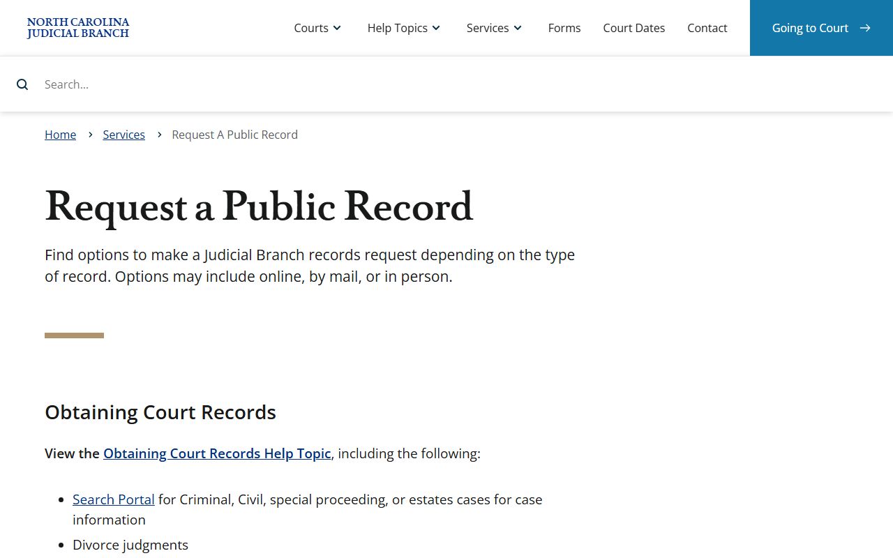 Hoke County court records public records request page