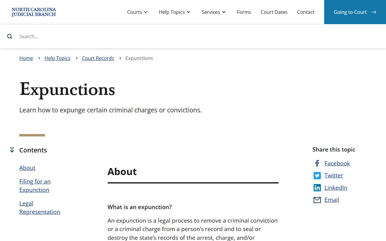 Hoke County criminal court records expunction help topic