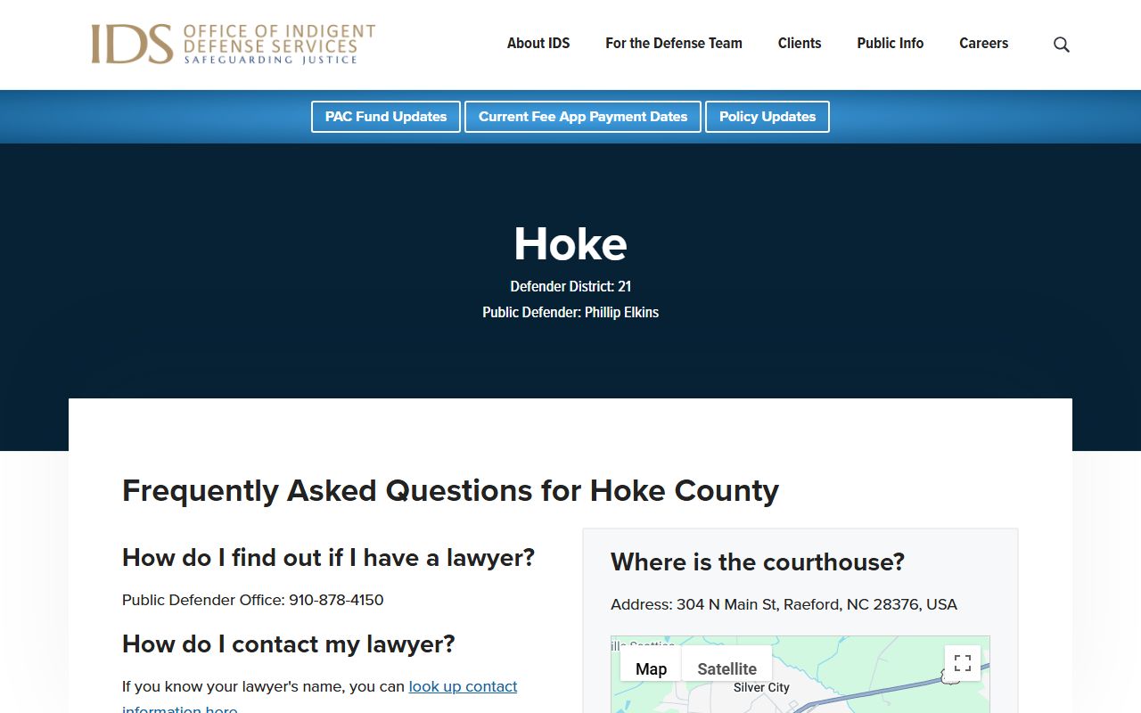 Hoke County criminal court records indigent defense page
