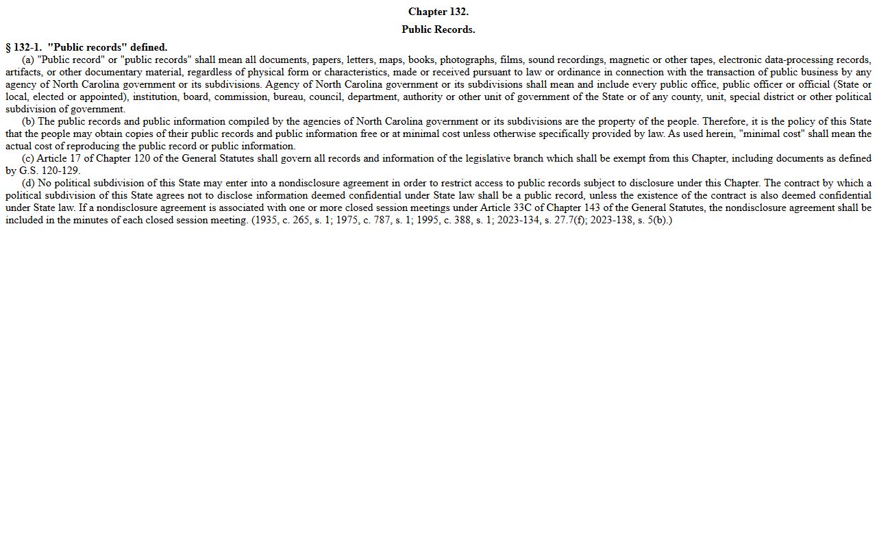 Hoke County criminal court records North Carolina public records statute