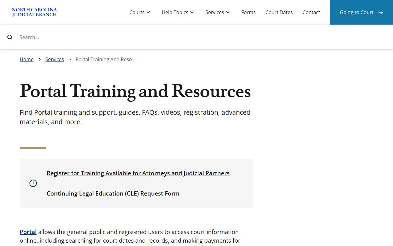 Hoke County Court records Portal training and resources page