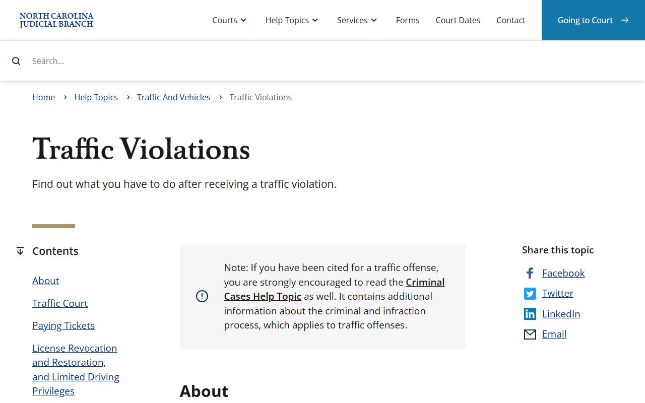 Hoke County traffic court records traffic violations help topic
