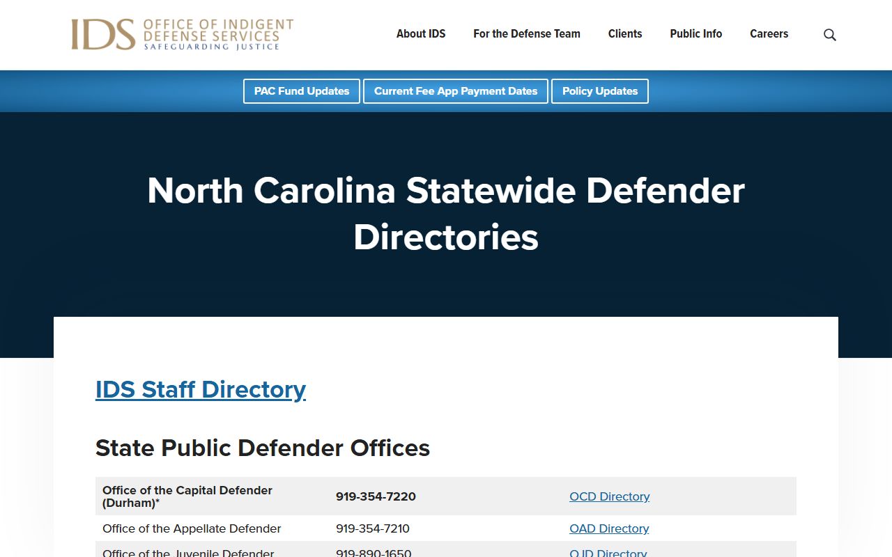 Hoke County warrant records North Carolina defender directory reference